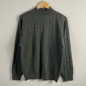 Cutter & Buck Vintage Wool Textured Cable/Rib Knit Long Sleeve Mock Neck Sweater